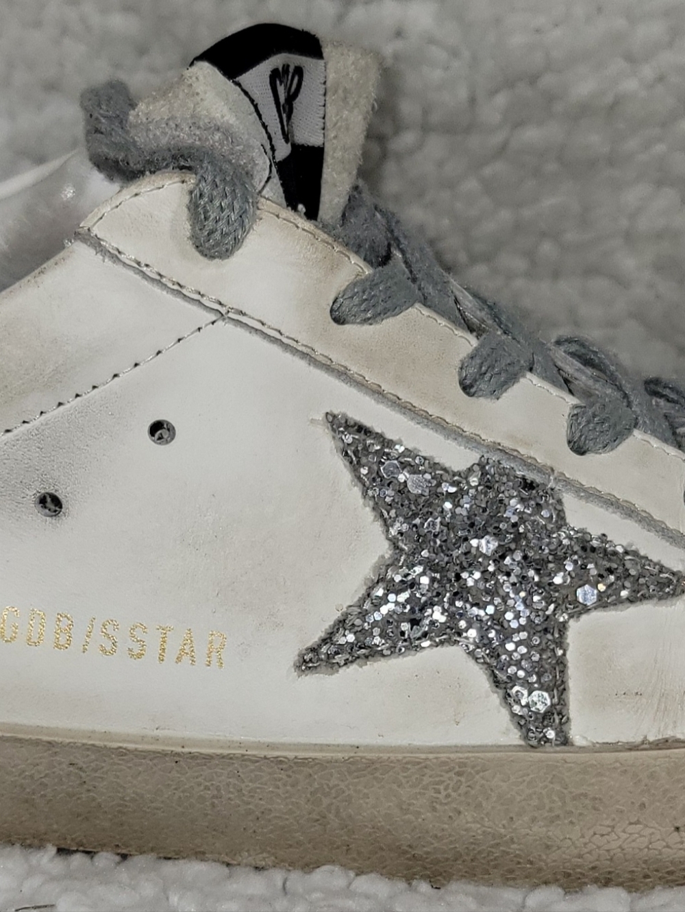 Golden Goose Superstar Sneakers EU 42 US 9 White Glitter Star Distressed Italy - Picture 8 of 16